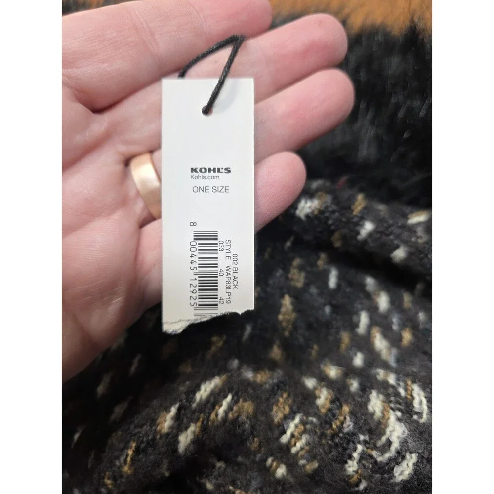NWT APT. 9 Sweater Cape with One Button Closure and Faux Fur Collar Detachable